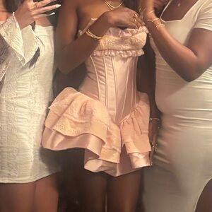 Elegant Pink Ruffled Dress